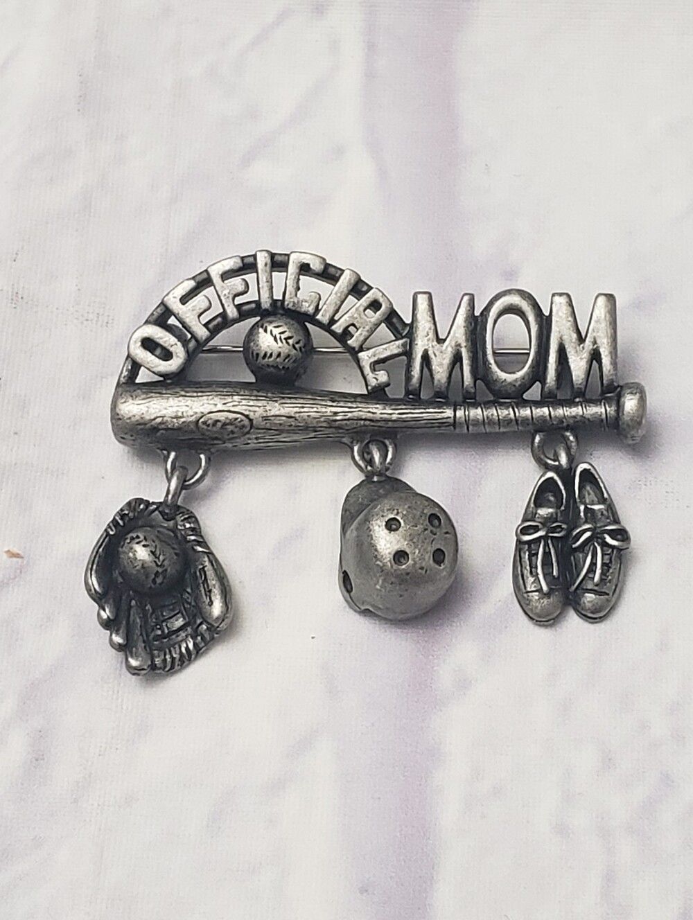 AJC Pewter Official Baseball MOM Brooch Pin NWOT